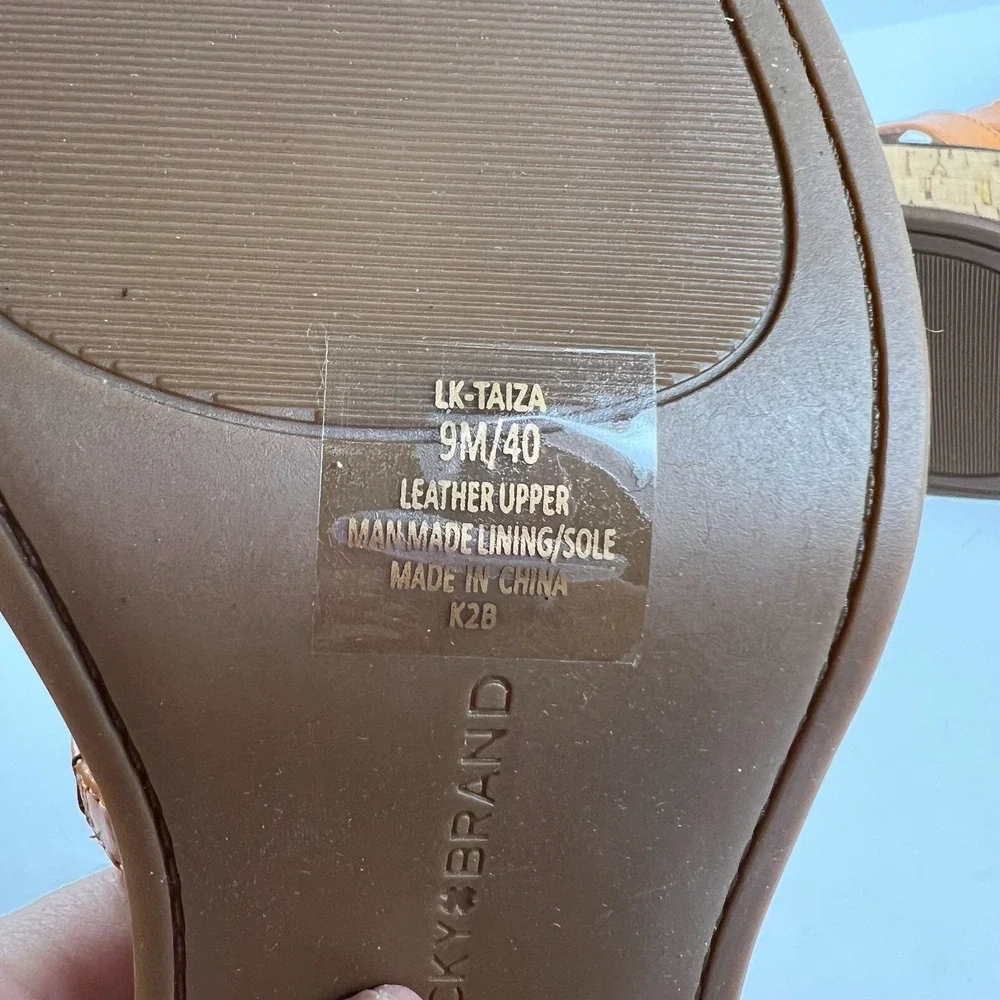 LUCKY BRAND Orange Platform Sandals Size US 9 Cork Block Heel  LK Taiza NIB